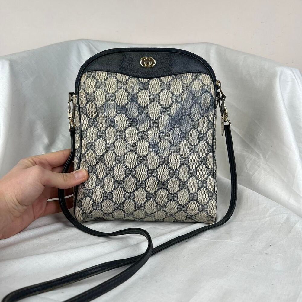 Vintage Gucci Canvas GG Ophidia Leather Crossbody Bag
